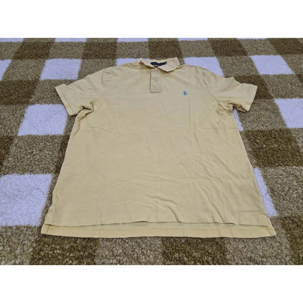 Polo Ralph Lauren Mens Classic Fit Yellow Pique Short Sleeve Polo Shirt Large